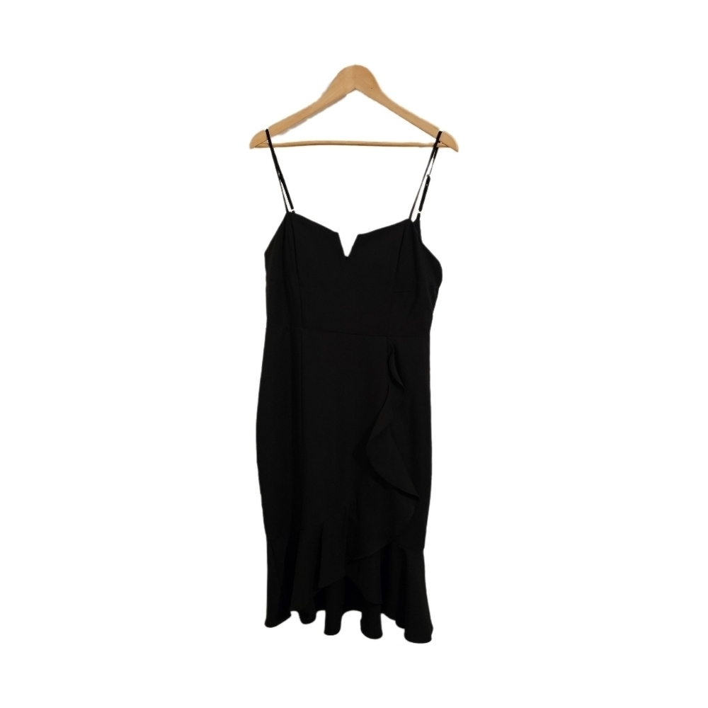 Shelli Segal black flutter cocktail party dress NWT size 12